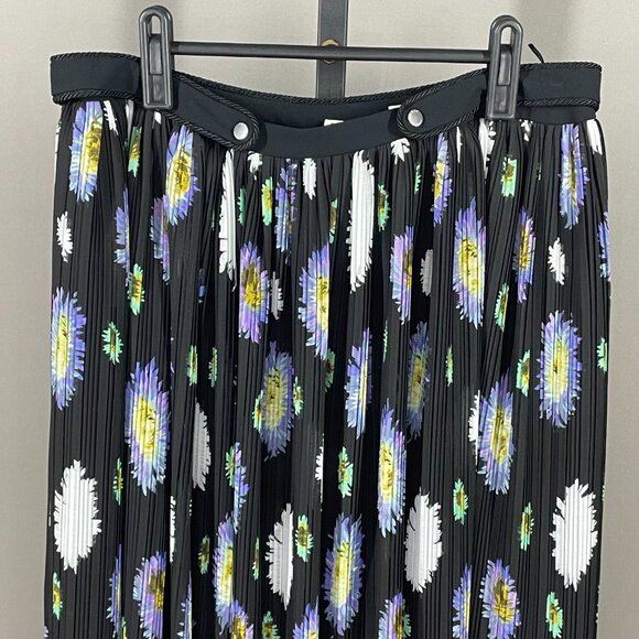 NEW Kenzo Skirt Womens 10 Large black purple floral midi designer - Picture 2 of 14